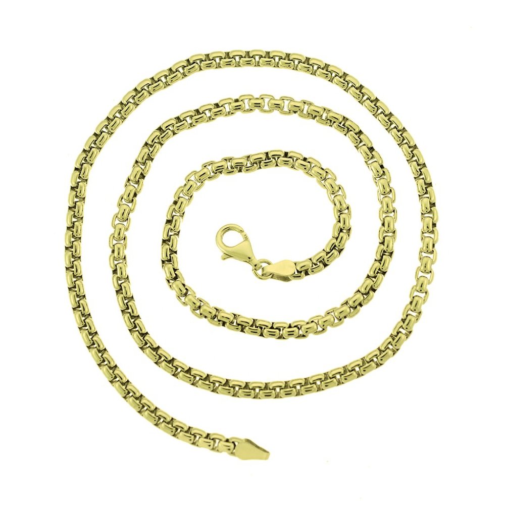 Round Box Chain Necklace 14K Yellow Gold